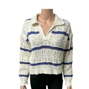 Universal Thread - EC - V-Neck Sweater - Cream and Blue